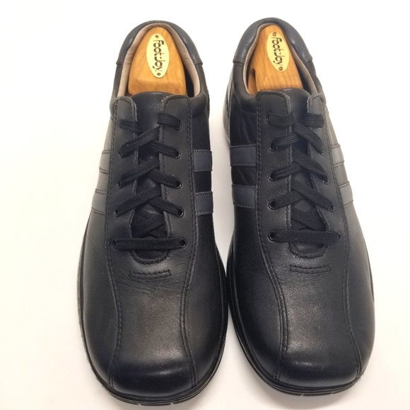 Sketchers 4400 Mens Sz 10 Black Leather Sneaker Oxford Lace Up Comfort Work Shoe - Picture 1 of 11